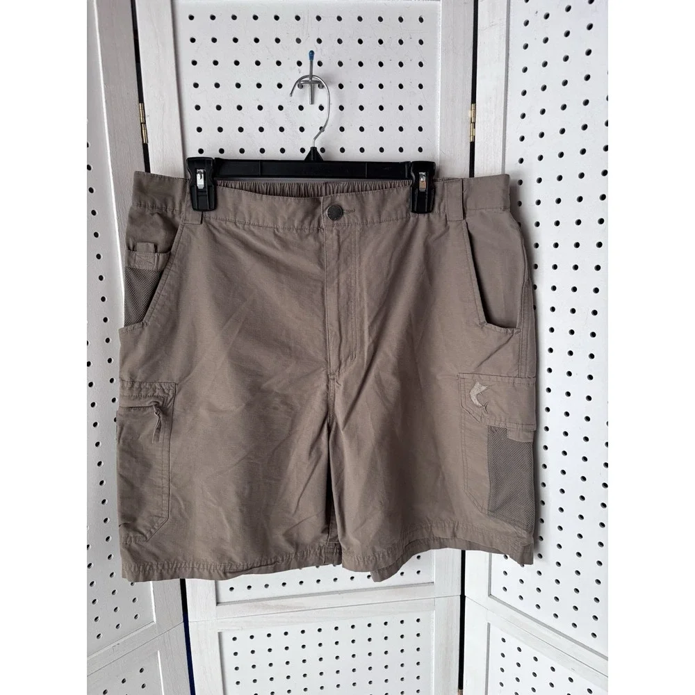 Reel Legends‎ Brown Cargo Fishing Shorts Men's Lg Nylon Blend